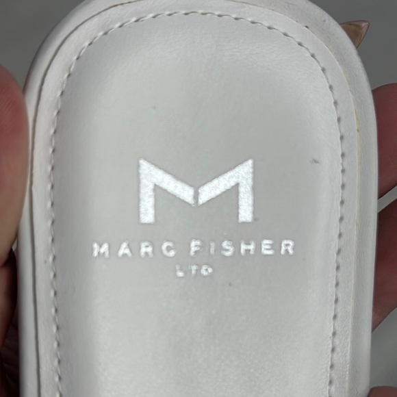 Kayli White Leather Woven Slide Sandals by Marc Fisher LTD - Picture 7 of 10